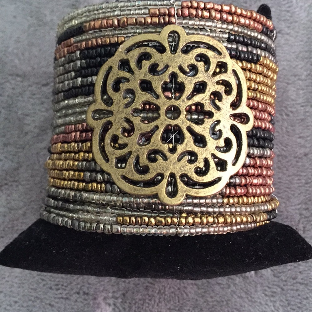 Julio Designs Beaded Flower Cuff Bracelet